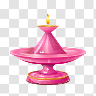 Deepavali
 - Pink Decorative Oil Lamp With Flame Transparent PNG