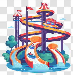 Water Ride - Amusement Park Water Slides Illustration Transparent PNG