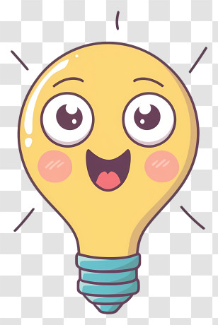 Cartoon Light Bulb - Cute Glowing Light Bulb Illustration Transparent PNG