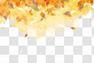Golden Autumn Watercolor Painting Leaf Color - Ink Leaves Transparent PNG