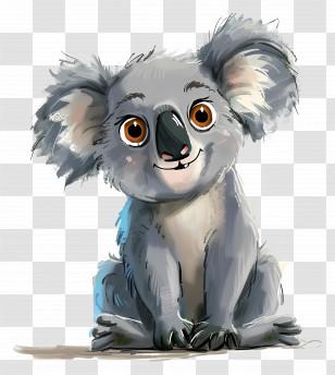 Cartoon Koala - Adorable Smiling Cartoon Koala Transparent PNG