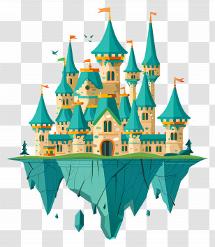 Disney Castle - Floating Fantasy Castle On A Magical Island Transparent PNG