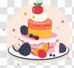 Dessert - Delicious Fruit Cake Transparent PNG