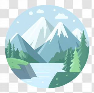 Snowy Mountains Background - Cartoon Mountain Landscape Scene Transparent PNG
