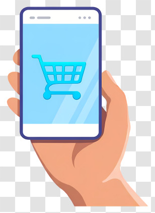 Hand Holding Phone Shopping - Mobile Shopping App Illustration Transparent PNG