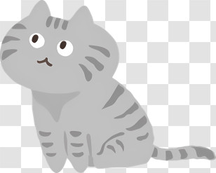 Icon - Cute Gray Cat Illustration Transparent PNG