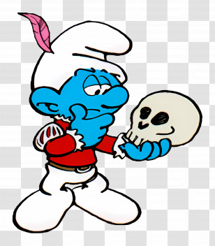 Actor Smurf - Blue Cartoon Character With Skull Transparent PNG