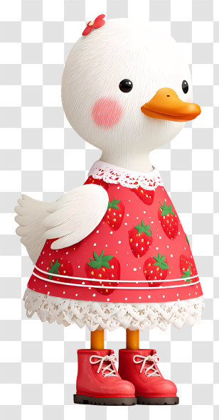Kawaii Little Goose - Duck In Strawberry Dress Transparent PNG