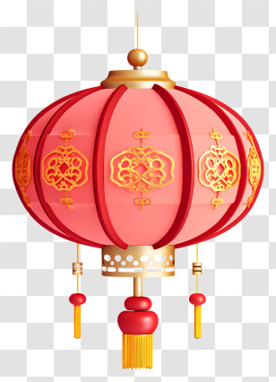 Red Lantern - Red And Gold Chinese Lantern Decoration Transparent PNG