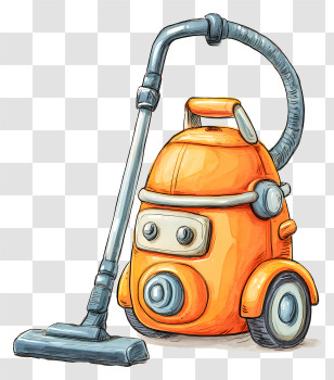 Vacuum Cleaner - Cartoon Orange Vacuum Cleaner Transparent PNG
