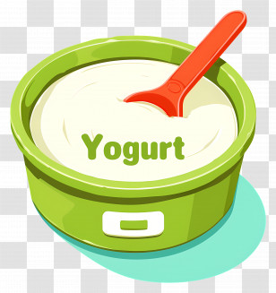 Yogurt - Green Yogurt Bowl With Red Spoon Transparent PNG