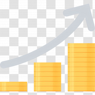 Growth Arrow - Yellow Bar Graph With Growth Arrow Transparent PNG