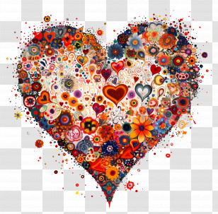 Love Design - Heart Filled With Colorful Flowers Transparent PNG