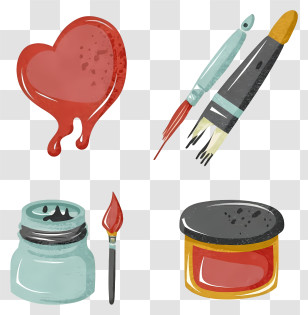Cartoon - Colorful Art Supplies Set Transparent PNG