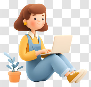 Woman Working On Laptop - Woman With Laptop Transparent PNG
