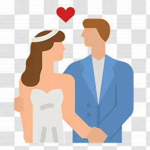 Wedding Couple - Bride And Groom Cartoon With Love Symbol Transparent PNG