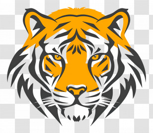 Simple Design - Tiger Face Bold Illustration Transparent PNG