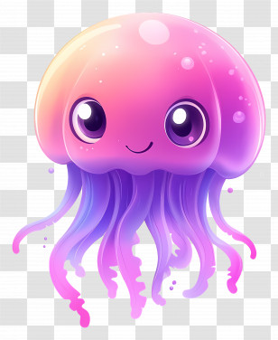 Jelly Fish - Cute Purple Jellyfish Illustration Transparent PNG