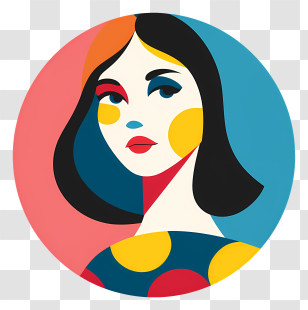 Girl Icon - Abstract Colorful Woman Portrait Transparent PNG
