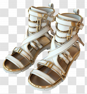 Gladiator Sandals - White And Gold Sandals Transparent PNG