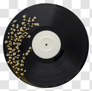 Vinyl Record - Vinyl Record With Floral Decoration Illustration Transparent PNG