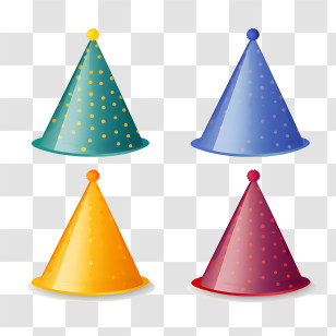 Birthday Hat - Colorful Polka Dot Party Hats Illustration Transparent PNG