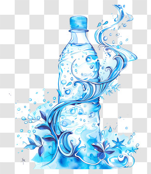 World Water Day - Water Bottle With Floral Design Transparent PNG