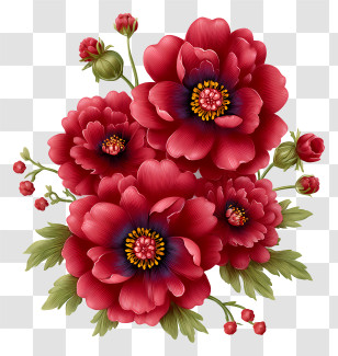 Red Flowers Art - Bouquet Of Red Flowers Transparent PNG