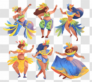 Brazilian Carnival Dancer - Colorful Dancers In Festival Costumes Transparent PNG