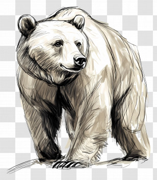 Grizzly Bear - Brown Bear Sketch Transparent PNG