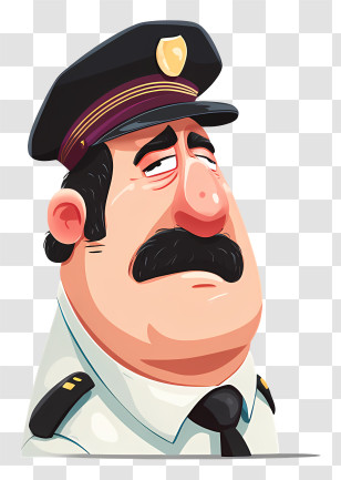 Police - Cartoon Police Officer With Mustache Transparent PNG