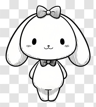 Minimalist Line Art Cinnamoroll - Cute Cartoon Bunny Drawing Transparent PNG