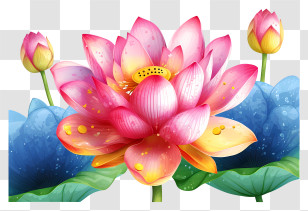 Multicolored Paints Lotus Flower - Pink Lotus Flower With Petals Transparent PNG