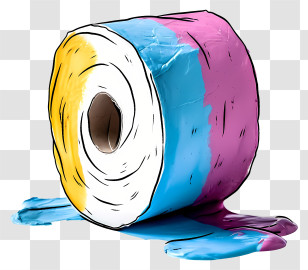 Multicolored Paints Toilet Tissue - Colorful Painted Toilet Paper Roll Transparent PNG