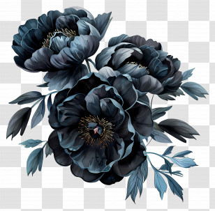 Black Peonies - Dark Black Peony Flowers In A Moody Style Transparent PNG