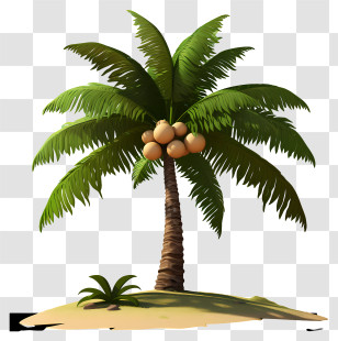 Realistic Style Coconut Tree - Coconut Tree On Tropical Island Transparent PNG
