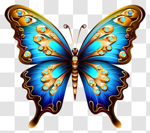 Blue Butterfly - Beautiful Vibrant Butterfly Illustration Transparent PNG