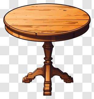 Sketch Style Wooden Round Table - Vintage Wooden Round Table Transparent PNG