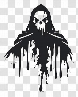 Grim Reaper - Sinister Hooded Figure With Dripping Effect Transparent PNG