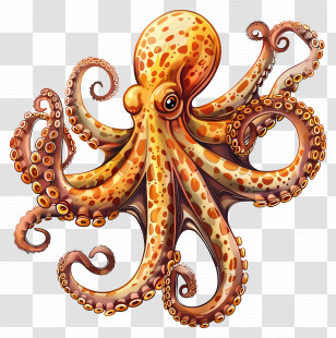 Octopus - Playful Octopus Cartoon Illustration Transparent PNG