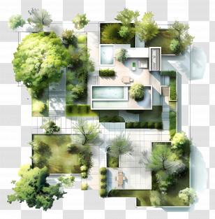 Architecture Tree Plan - Modern House With Landscape Design Transparent PNG