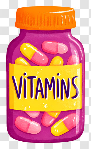 Vitamins - Colorful Vitamins Bottle Illustration Transparent PNG