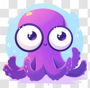 Kawaii Octopus - Cute Purple Octopus Cartoon Transparent PNG