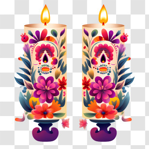 Candles
 - Festive Candles With Sugar Skulls For Day Of The Dead Transparent PNG
