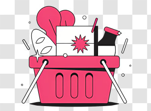 Shopping Basket - Shopping Basket With Groceries Illustration Transparent PNG