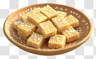 Kaju Katli - Caramel Sweets On Plate Transparent PNG