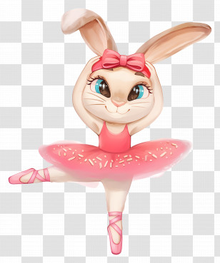 Bunny In Ballet Dress - Cute Ballet Bunny In Pink Tutu Transparent PNG