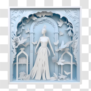 Wedding Dress
 - Elegant Paper Art Dress With Birds Transparent PNG