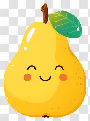 Cute Cartoon Pear - Cute Yellow Pear Doodle With Smile Transparent PNG