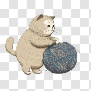 Cartoon Cat
 - Cute Cat Playing With Yarn Ball Transparent PNG